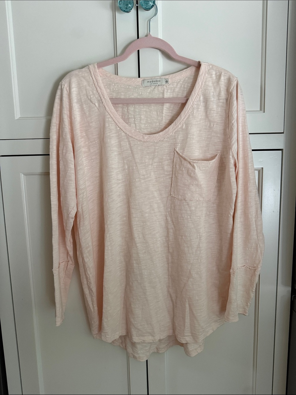 Mododoc Pale Blush Scoop-Neck Long Sleeve Tee